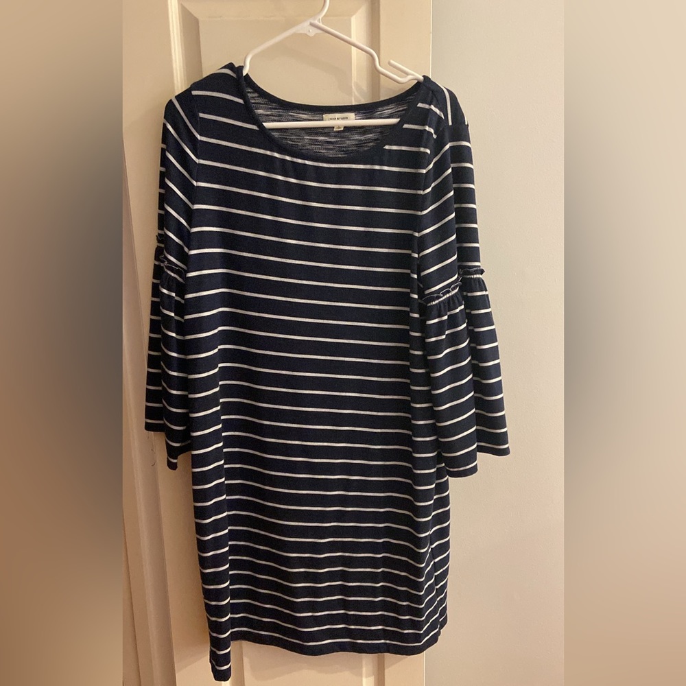 Max Studio Navy and White Stripe Dress